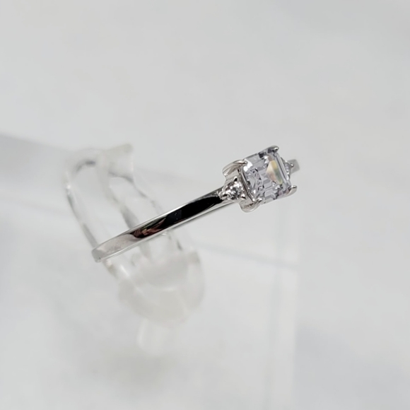 Sterling Silver Dainty Princess Cut Ring - Picture 5 of 13